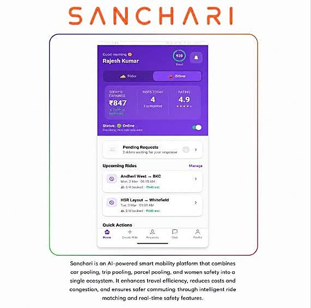 Sanchari — AI-powered smart mobility and ride-pooling platform