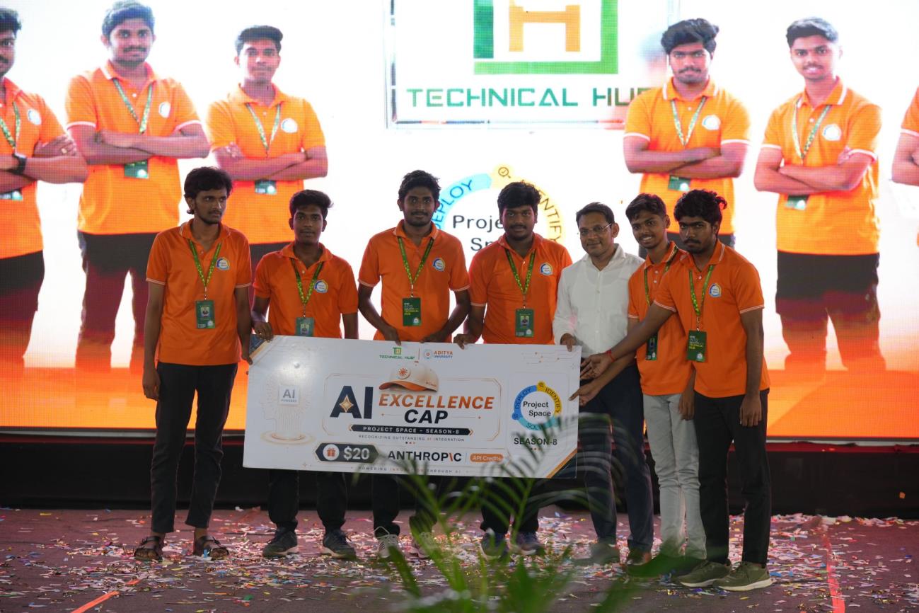 Top performing team receiving the AI Excellence Cap with Claude API credits